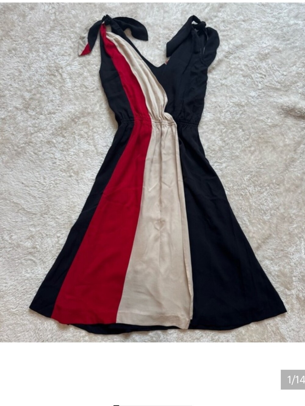 Rare! L.A.M.B by Gwen Stefani Women's Dress 100% Silk Wrap Stripe Tie Straps 10